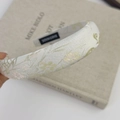Handmade floral embroidered beige sponge headband with delicate pink and green flower motifs - Beige Floral Embroidery (Style I)