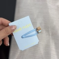 Fermaglio per capelli con orsetto azzurro e cuore su scheda di carta abbinata - Clip BB Orso
