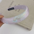 Handmade light purple sponge headband with bird embroidery and knit fabric texture - Light Purple Bird Embroidery (Style K)