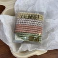 Detail of multi-color elastic woven hair ties with gold tinsel in a clear gift box - High Elasticity / Fresh Yellow Green
