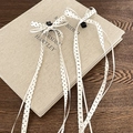 Set di due mini mollette per capelli stile balletto con lunghi nastri a pois neri - Pinza per capelli