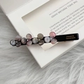 Exquisite acetate flower hair clip with rhinestones and elegant French handmade design - Light Pink
