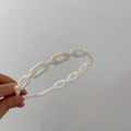 Detailansicht eines weißen Acetat-Kettendesign-Haarreifs mit Glanzeffekt - Milchweiß