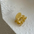 Piccola molletta per capelli ovale color crema con stampa FRANCE Handmade - Giallo crema
