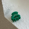 Mini molletta per capelli verde smeraldo lucido con scritta France Handmade bianca - Verde Crema