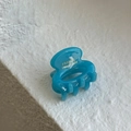 Translucent blue acetate hair claw clip with golden France Handmade engraving - Creamy Blue