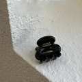Glossy black acetate hair claw clip with white France Handmade lettering - Black