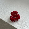Mini oval cutout hair claw clip in glossy retro red finish with France Handmade stamp - Cream Wine Red