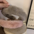 Plush faux mink fur headband in grey and pink for autumn winter hair styling - Gray