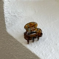 Mini acetate hair claw clip with classic tortoiseshell pattern and France Handmade text - Blue Brown Gradient