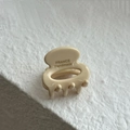 Mini oval acetate hair claw in cream beige with FRANCE Handmade gold lettering - Cream White