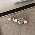 Detail of vintage silver brushed metal hair clip with heart and smiley face motifs - Smiley Face Letter (Silver)