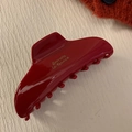 Große dunkelrote Acetat-Haarklammer mit goldener Aufschrift für elegante Frisuren - Semi-Circle Claw