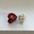 Ink-wash acetate heart-shaped hair claw clips in red and cream, France handmade - Burgundy