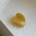 Yellow translucent heart hair claw clip with France Handmade text in acetate finish - Yellow