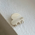 Petite pince à cheveux blanc crème avec texture aquarelle et design fait main - Blanc