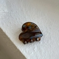 Pince à cheveux coeur écaille de tortue marron avec lettrage France Handmade - Dégradé bleu marron