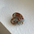 Petite pince à cheveux en acétate marbré marron et bleu sarcelle avec texte fait main - Dégradé vert menthe marron