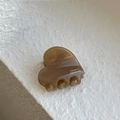 Pince à cheveux cœur en acétate ambre translucide avec lettrage France Handmade - Café au Lait