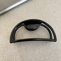 Pinza per capelli retrò francese in acetato nero, semitonda con logo fatto a mano - Nero