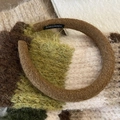Brown wool blend sponge headband for women with handmade label on knitted fabric - Brown Coffee