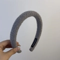 Serre-tête épais en laine mélangée grise fait main avec design à couronne haute - Gris