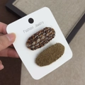 Juego de pinzas para el cabello de tweed a cuadros retro y felpa verde oliva - Colores café