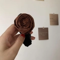 Handmade brown velvet rose hair scrunchie with elastic band for elegant hairstyles - Maillard Brown