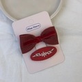 Haarklammer-Set mit roter Schleife im chinesischen Stil und bestickter BB-Spange - Schleife und Bestickte Haarspange Set (Modell H)