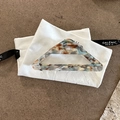 Vintage triangular acetate hair claw with marble blue and brown patterns for women - Floral Blue