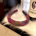 Gepolstertes Tweed-Stirnband in Rot-Tönen für festliche Frisuren und Winter-Accessoires - Rot und Blau Bunt Gewebt
