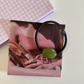 Sweet candy-colored green oval resin hair tie with a dark brown high-elastic rope - Green