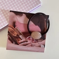 Elastic hair tie with a translucent peach oval resin bead on a vintage card - Pink