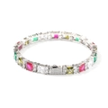 Bracelet hip hop de luxe avec pierres de zircon carrées colorées sur base argentée - 7 pouces / Coloré