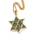 18K gold-plated rope chain necklace with emerald green hexagram star pendant - Olive Green Hexagram Pendant + 3mm 24inch Rope Chain