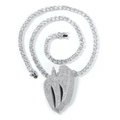 Collana tennis argento con grande pendente cuore spezzato e zirconi bianchi brillanti - Ciondolo + Catena da Tennis con Chiusura a Aragosta 5mm 14pollici / Argento