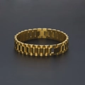 Herren Hip-Hop Armband aus massivem Edelstahl im Uhrenarmband-Design in Mattgold - Gold