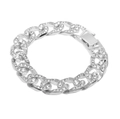 Bracciale cubano da uomo color argento con strass scintillanti e chiusura a fibbia - Argento
