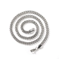Polished silver Cuban link chain necklace with lobster clasp in a spiral arrangement - 5mm*70cm (Stainless Steel) / Silver