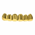 Polished six-tooth gold plated hip hop grillz set for a bold streetwear aesthetic - Gold Upper Teeth (Classic Polished)