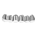 Hip hop silver 6-tooth grillz with polished mirror finish for teeth decoration - Silver Upper Teeth (Classic Polished)
