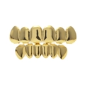 Polished gold plated hip hop grillz set with upper and lower six tooth design for mouth - Gold Upper And Lower Teeth (Classic Polished)