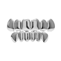Polished silver hip hop grillz set for upper and lower teeth with mirror finish - Silver Upper And Lower Teeth (Classic Polished)