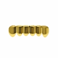 Hiphop style 6-tooth gold plated grillz with polished mirror finish for teeth decoration - Gold Lower Teeth (Classic Polished)
