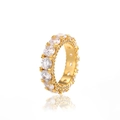 Anello da uomo placcato in oro 18 carati con zirconi AAA e castone a griffe - US 8 / Oro