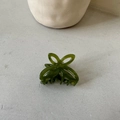 Detailed view of an olive green butterfly claw clip made from translucent acetate material - Verdant