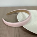 Detail view of pink sponge headband with premium fabric texture and non-slip lining - Pink Fine Stripe