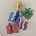 Set de pinzas para el cabello onduladas de acrílico en colores pastel para mujeres y niñas - Patrón de Ondas (XY-1154) / Serie Amarilla