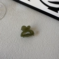 Deep green translucent rabbit hair clip with French butterfly shape and branding - Green