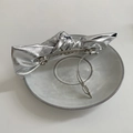 Sleek silver metallic bow hair clip with durable stainless steel spring fastener - Hair Bow / Silver